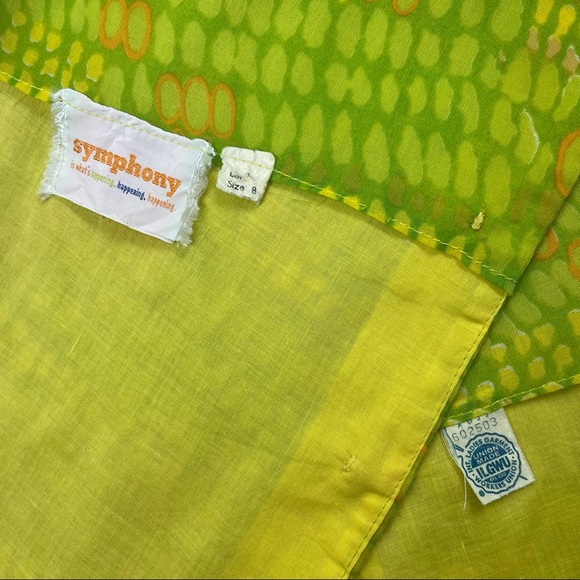 Vintage l 60s M Bright Green Criss-Cross Lattice Neckline Button-Down Back Shell - Picture 12 of 14